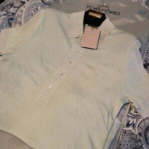 $900 TOM FORD Polo UOluster Viscose Rib Mint Size 50 Italy